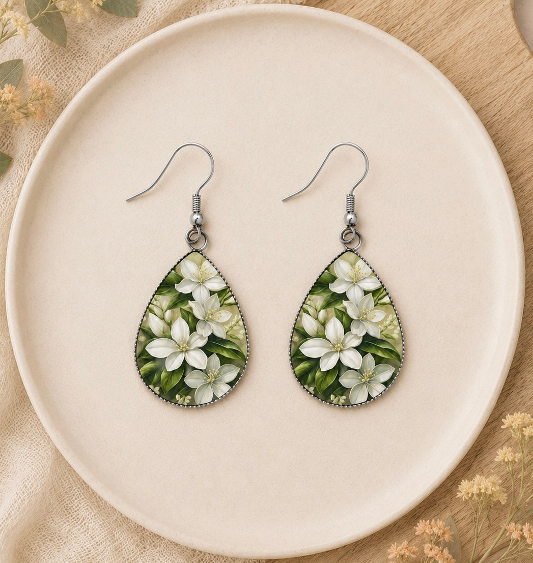 Blooming Magnolia Teardrop Earrings