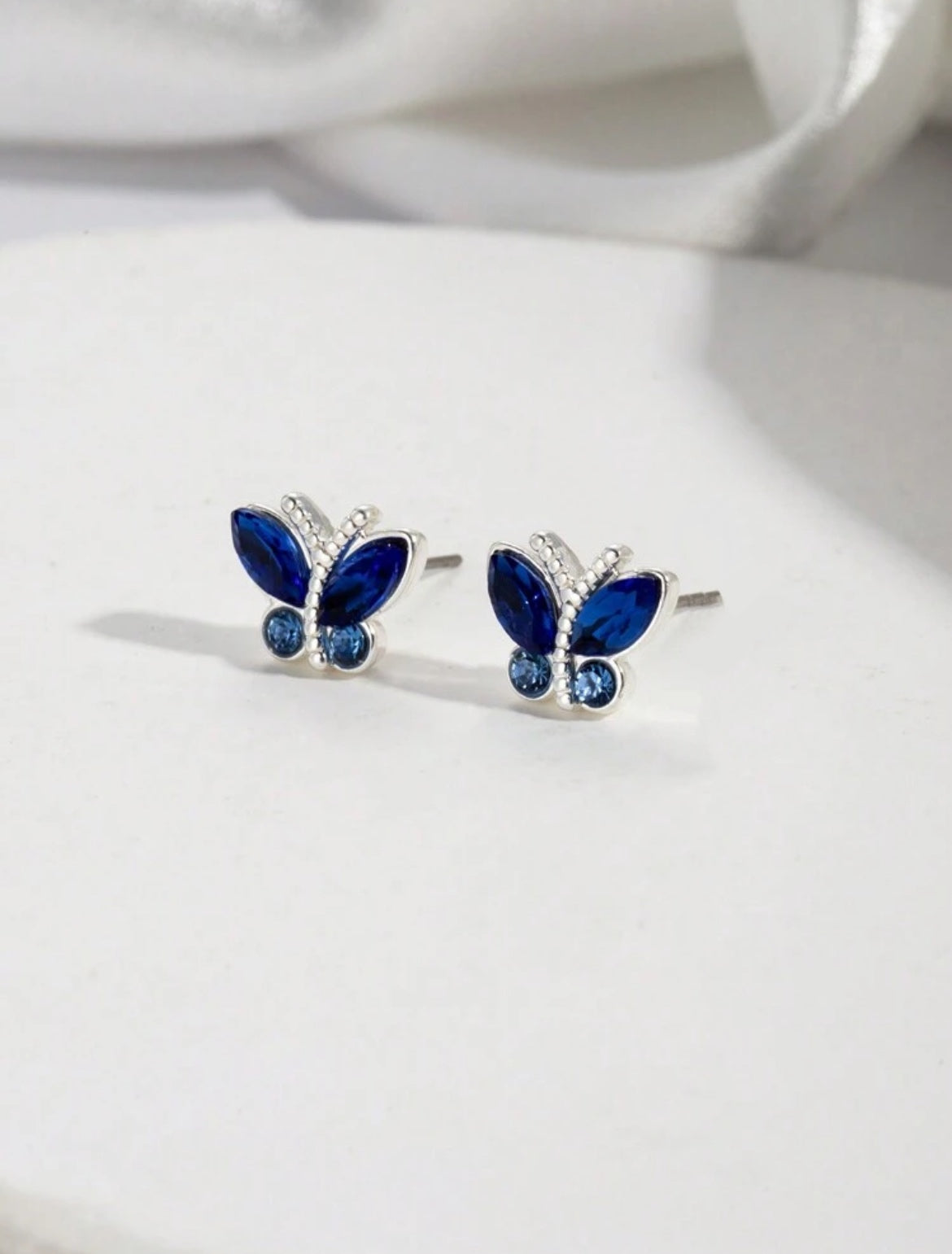 Beautiful Blue Butterfly Stud Earrings
