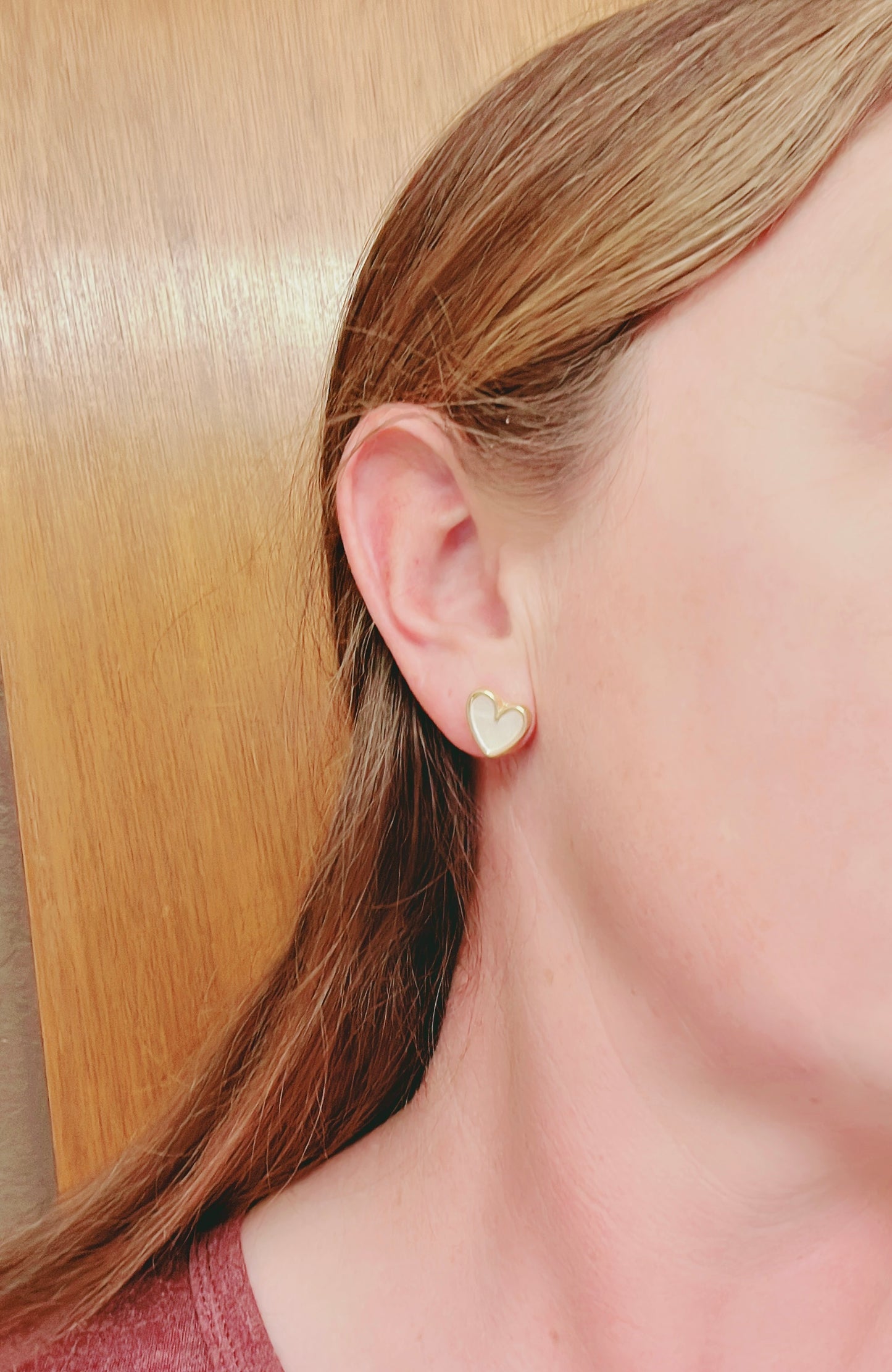 Dainty White Heart Stud Earrings