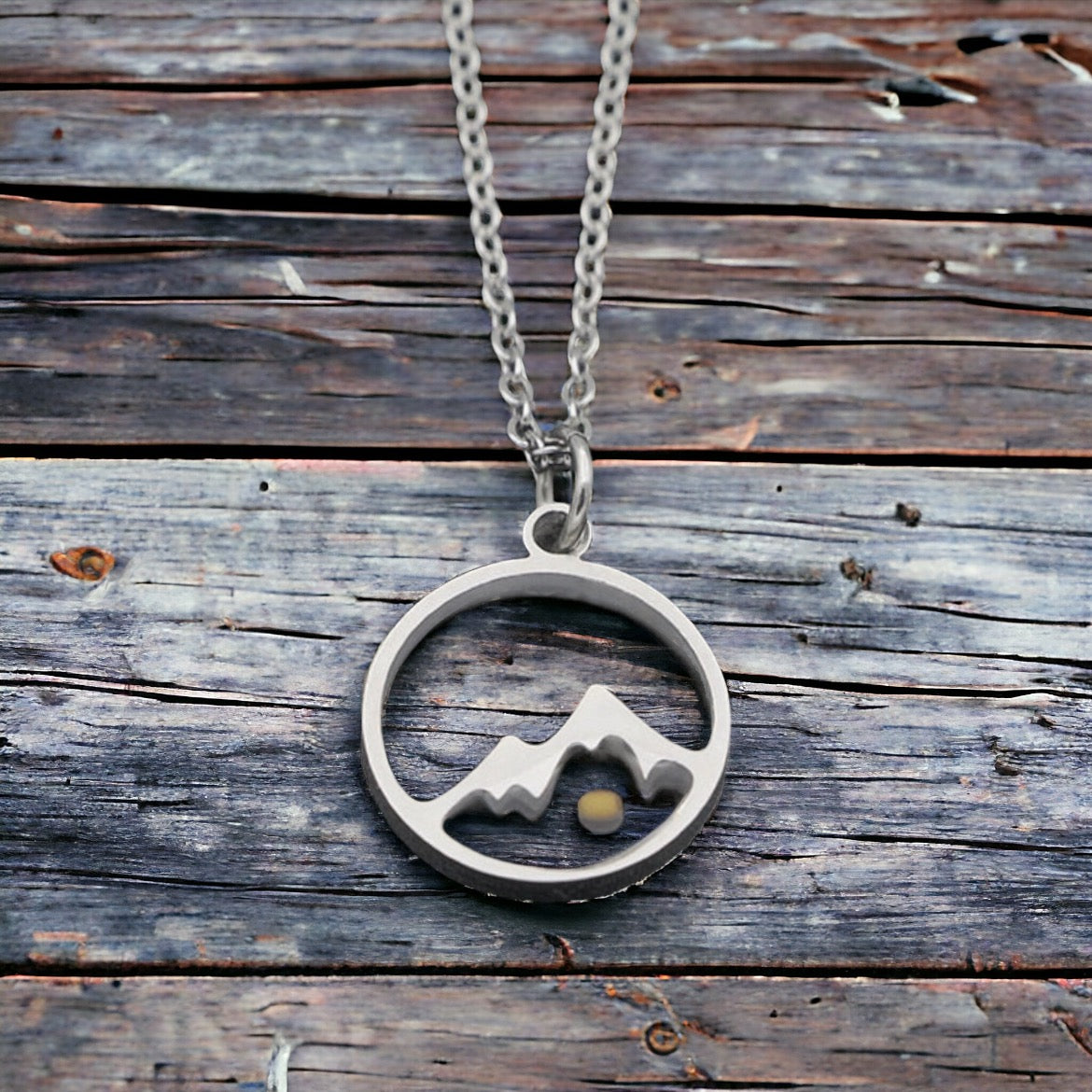 Stainless Steel Faith Can Move Mountains Necklace with Real Tiny Mustard Seed