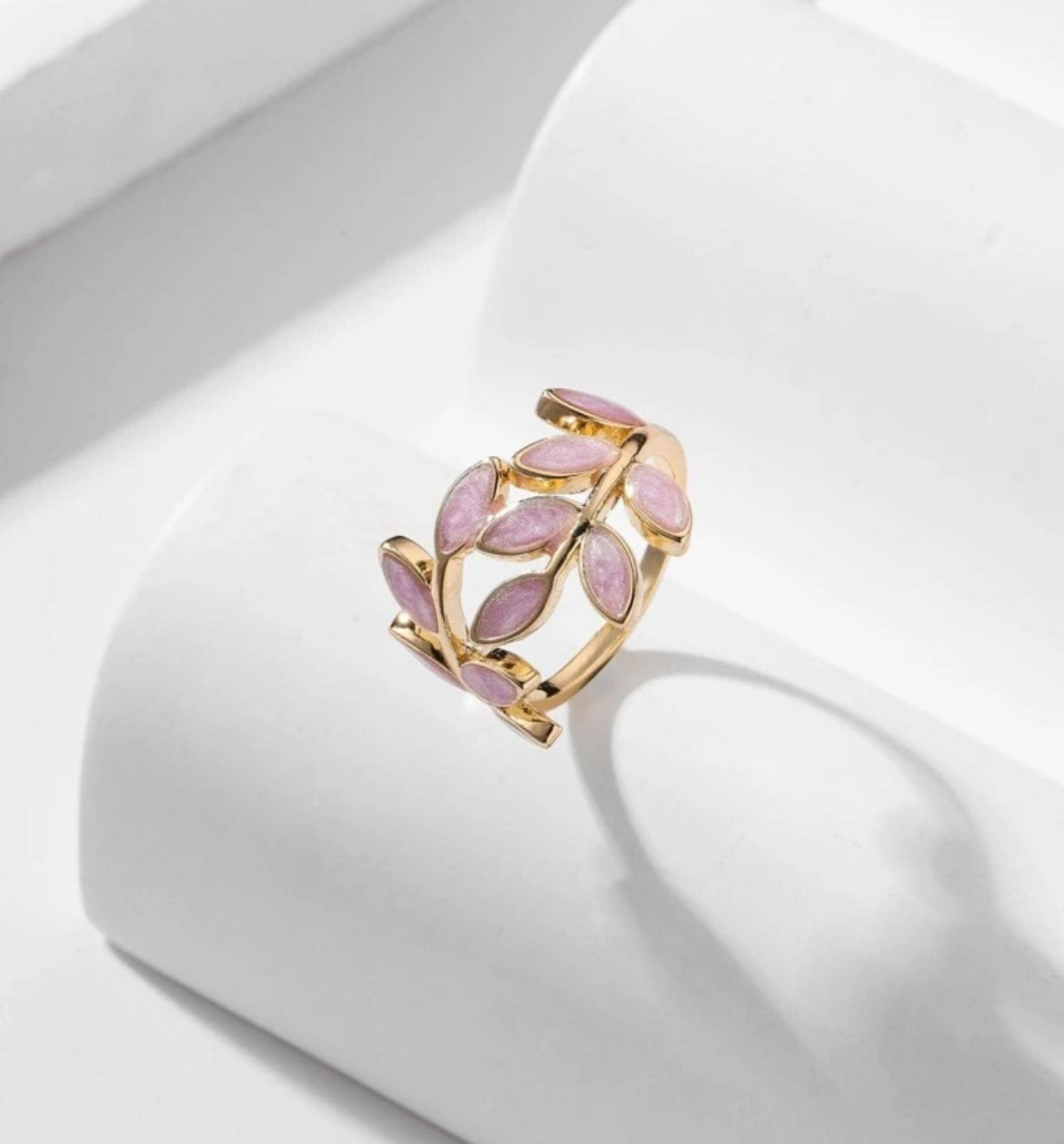 Gorgeous Light Purple Leaf Design Adjustable Ring