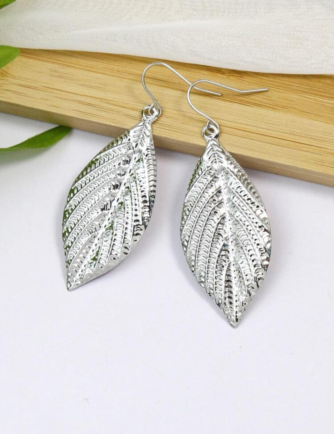 Beautiful Silver Leaf Shaped Earrings