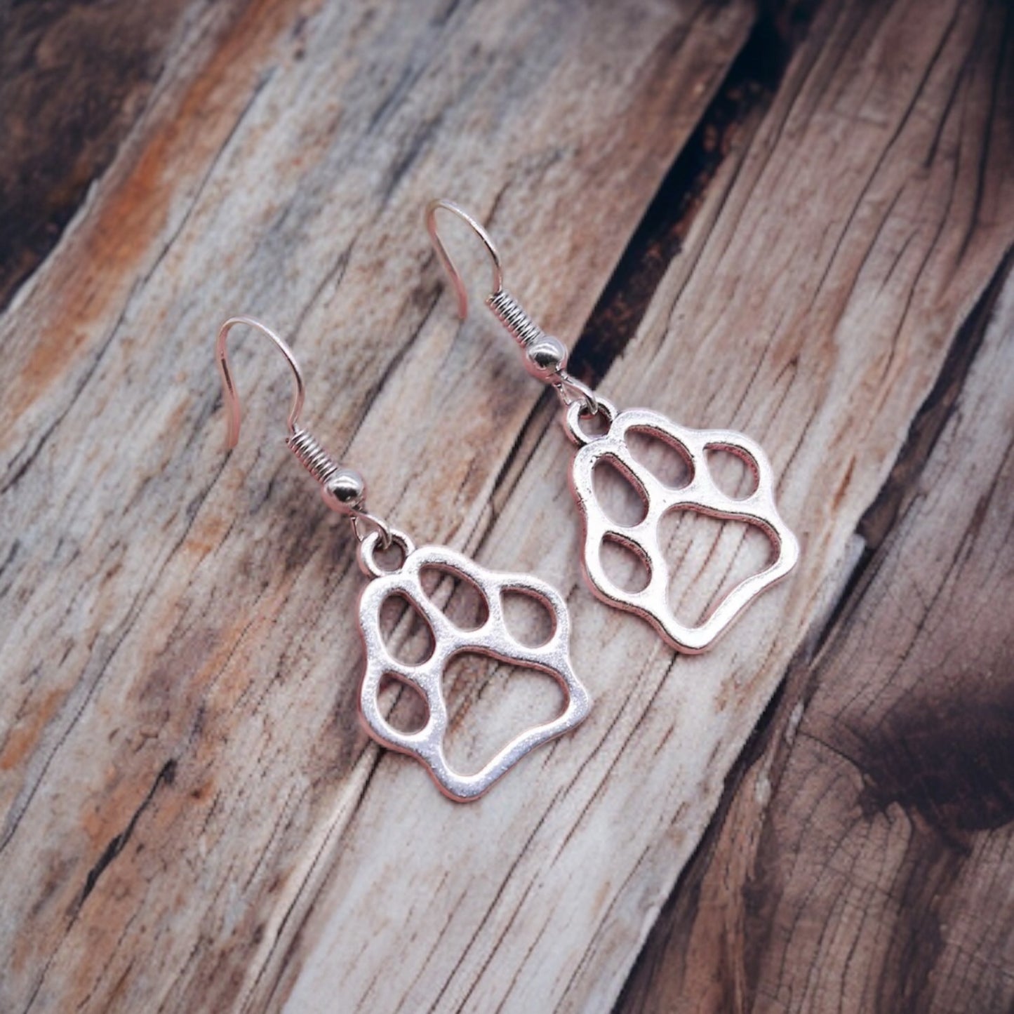 Silver Paw Print Earrings