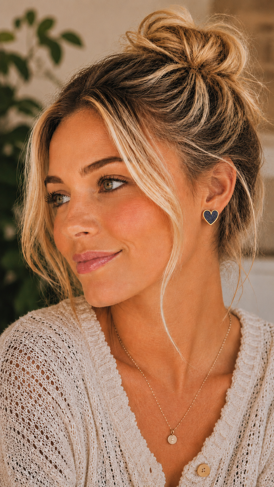 Beautiful Dark Blue Glitter Heart Earrings