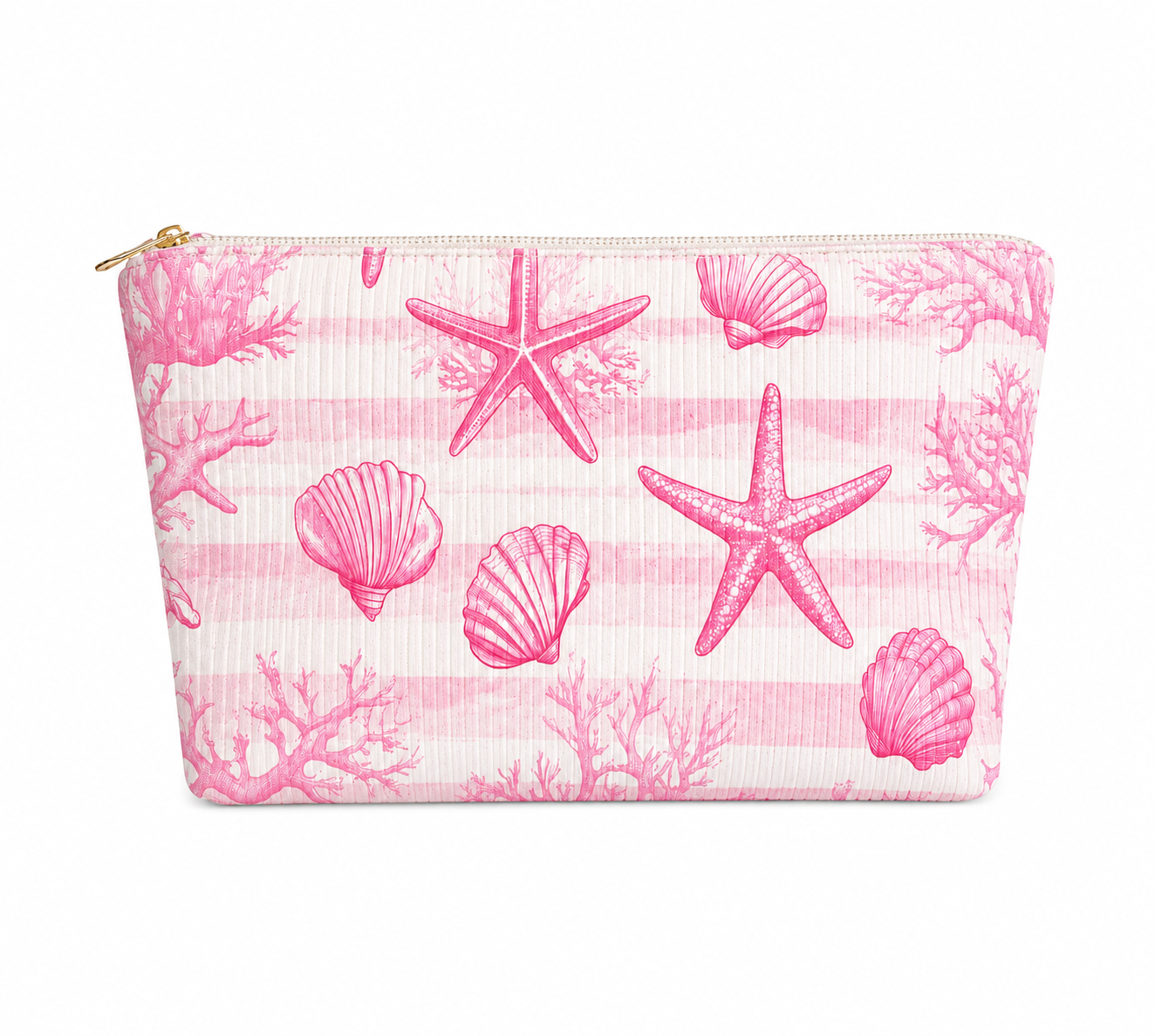 Pink Seashell and Starfish Toiletry/Cosmetic Bag
