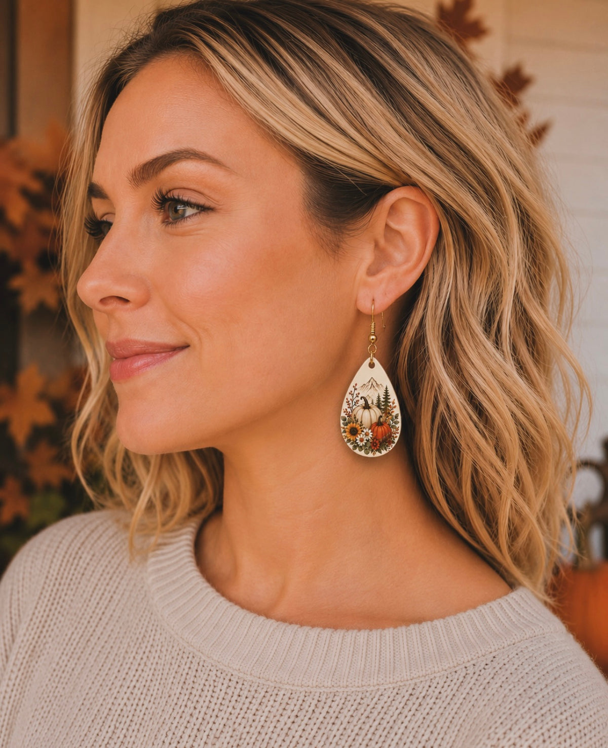 Autumn Mountain Wooden Earrings