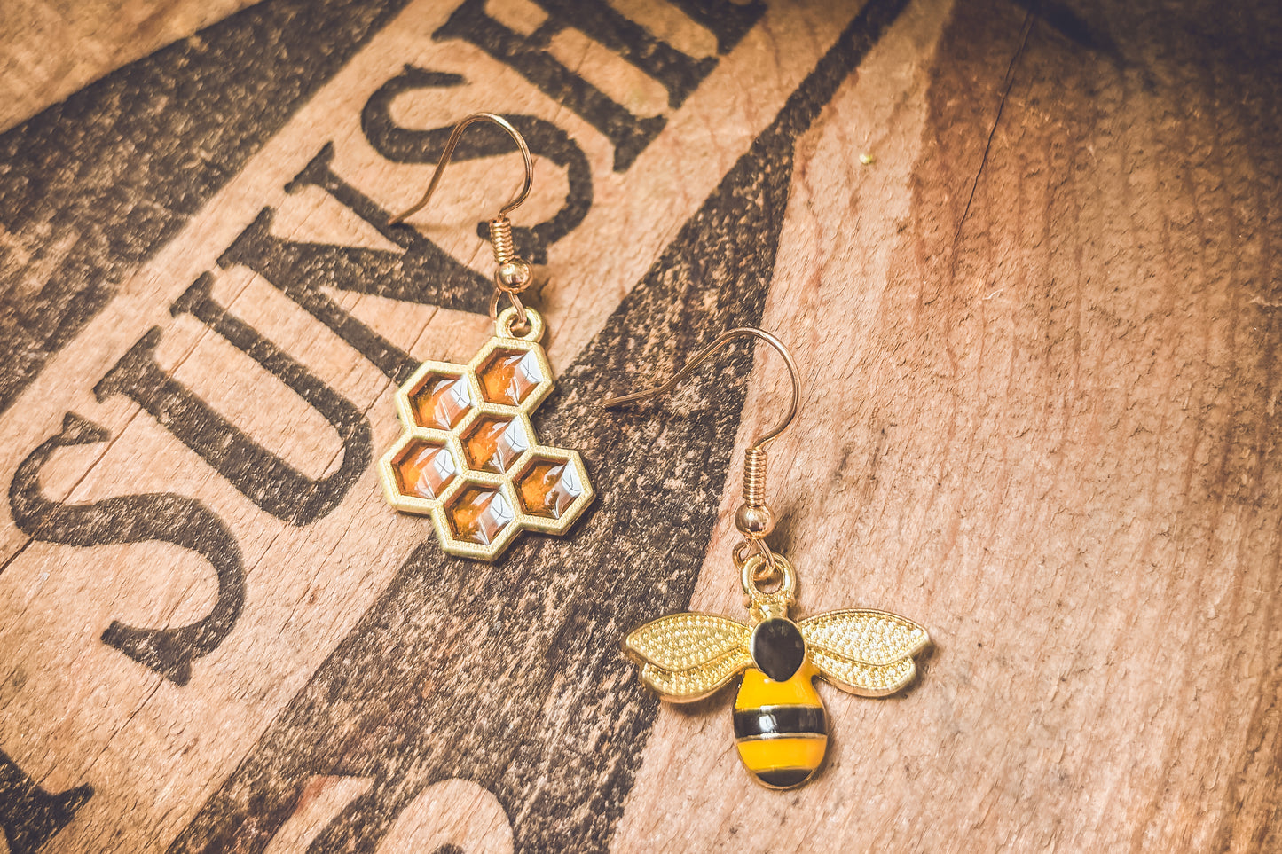 Beautiful Bee and Honeycomb Earrings