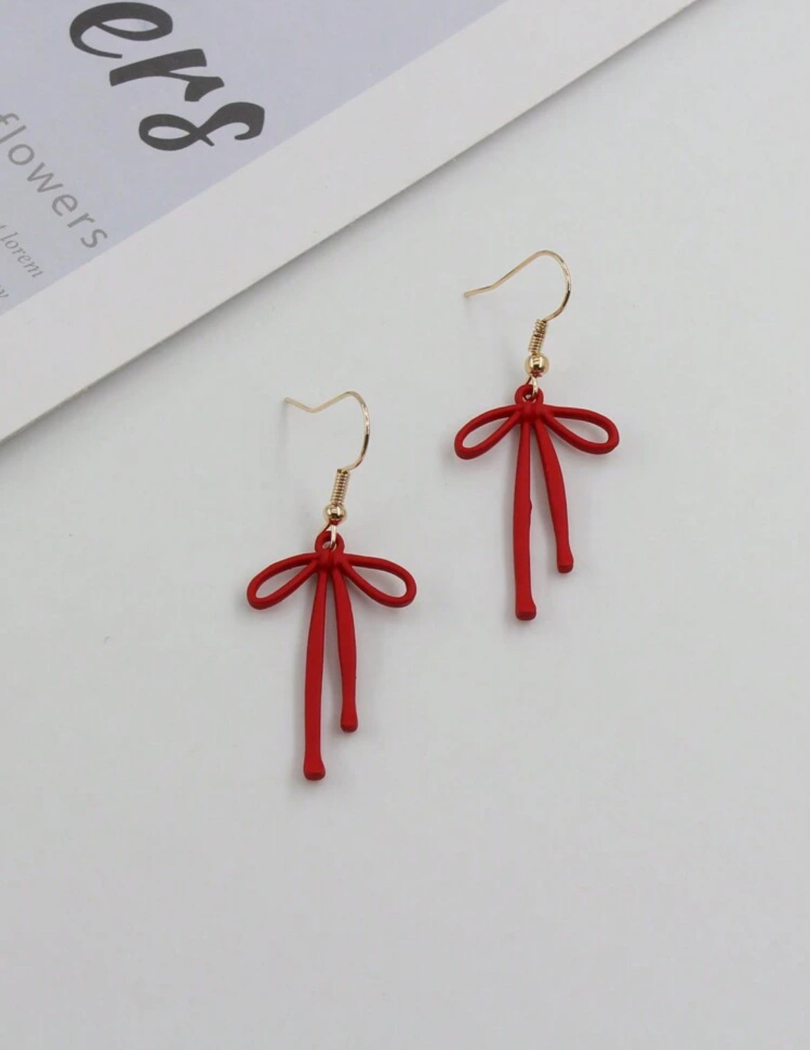 Beautiful Red Bow Earrings