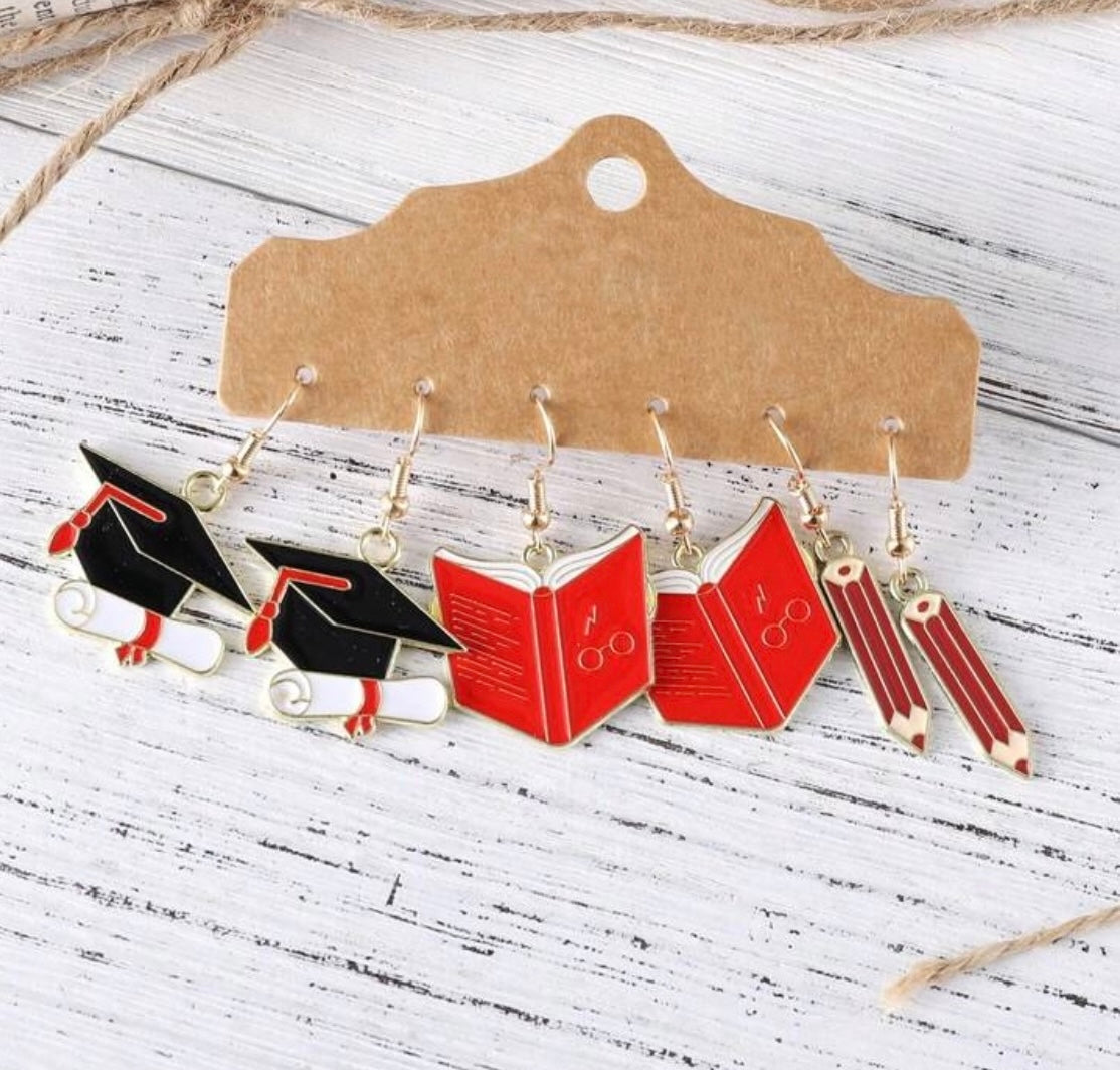 Set of 3 Graduation Earrings