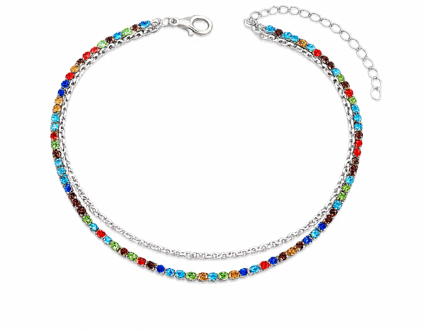 Rainbow Spark Double Chain Anklet