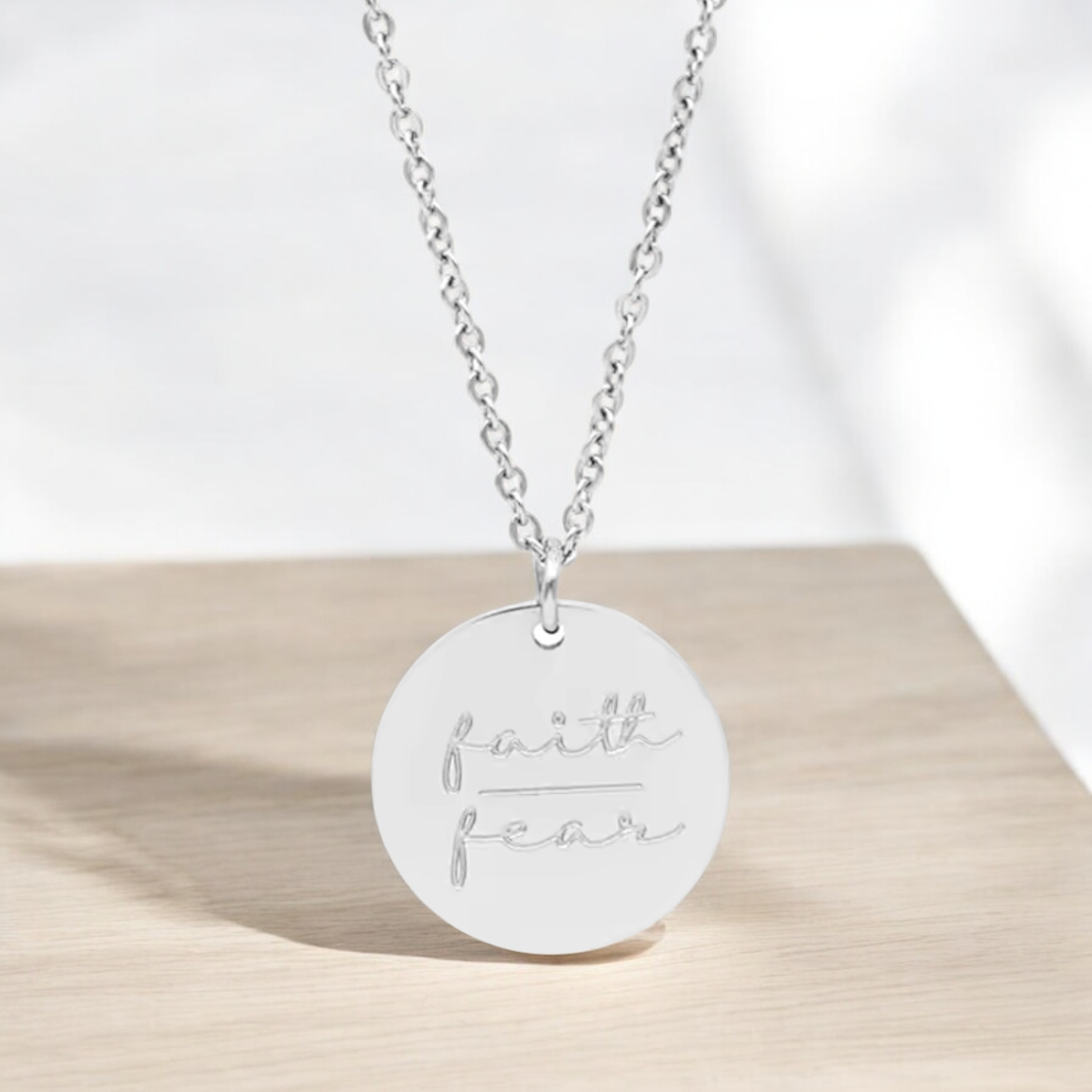 Beautiful Silver or Gold Faith Over Fear Necklace