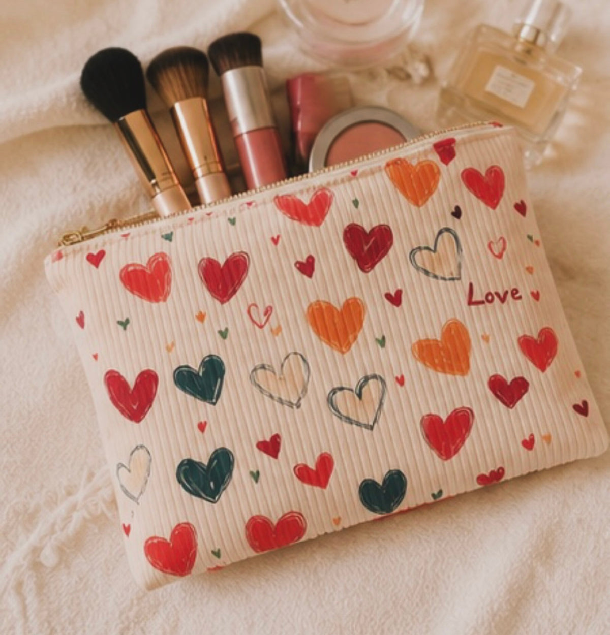 Multicolored Hearts Toiletry/Cosmetic Bag