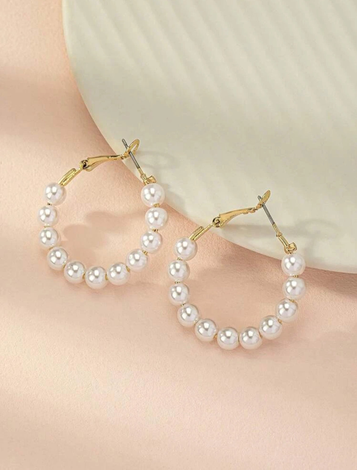 Beautiful Pearl Hoops