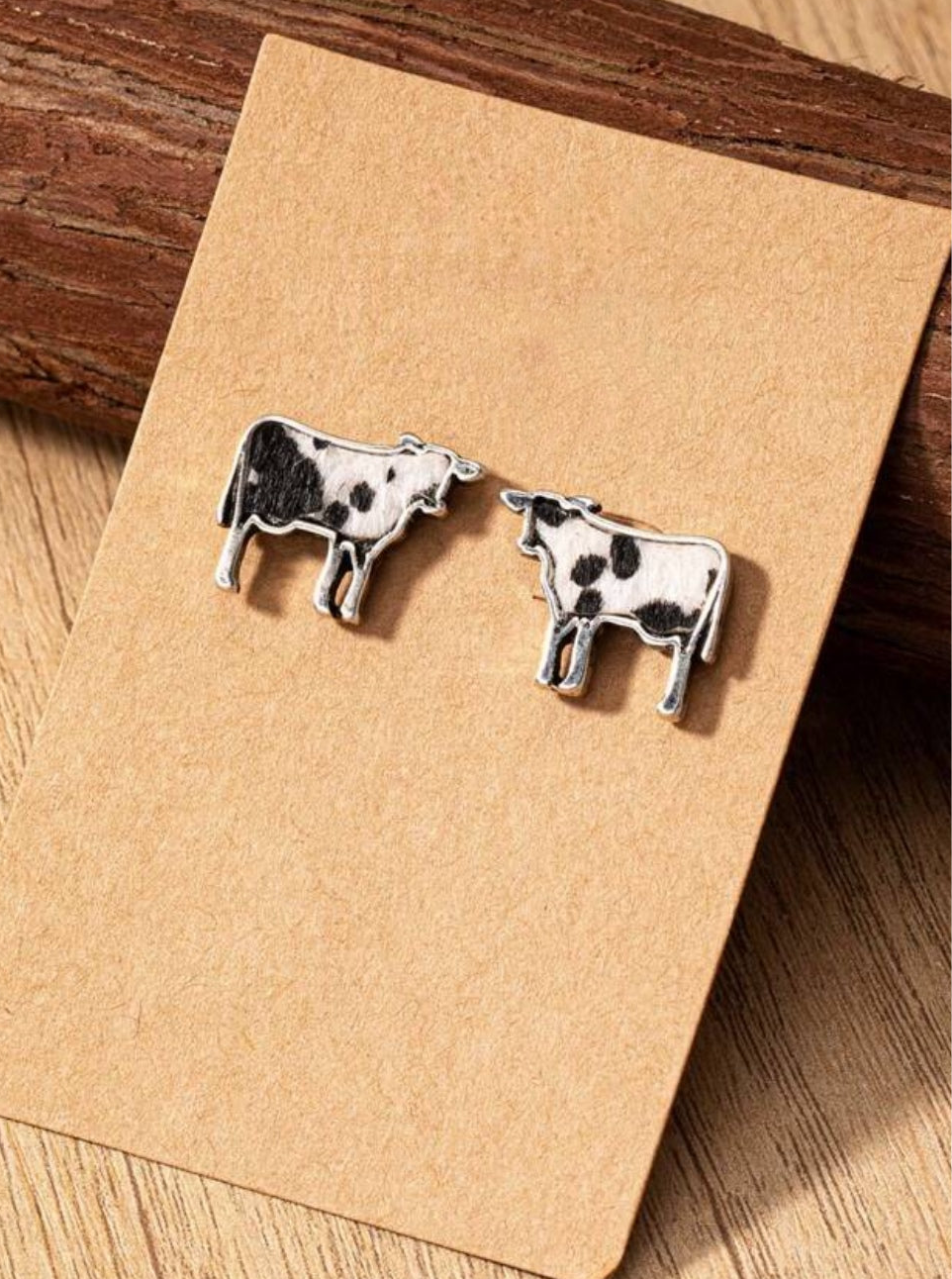 Adorable Black and White Cow Stud Earrings