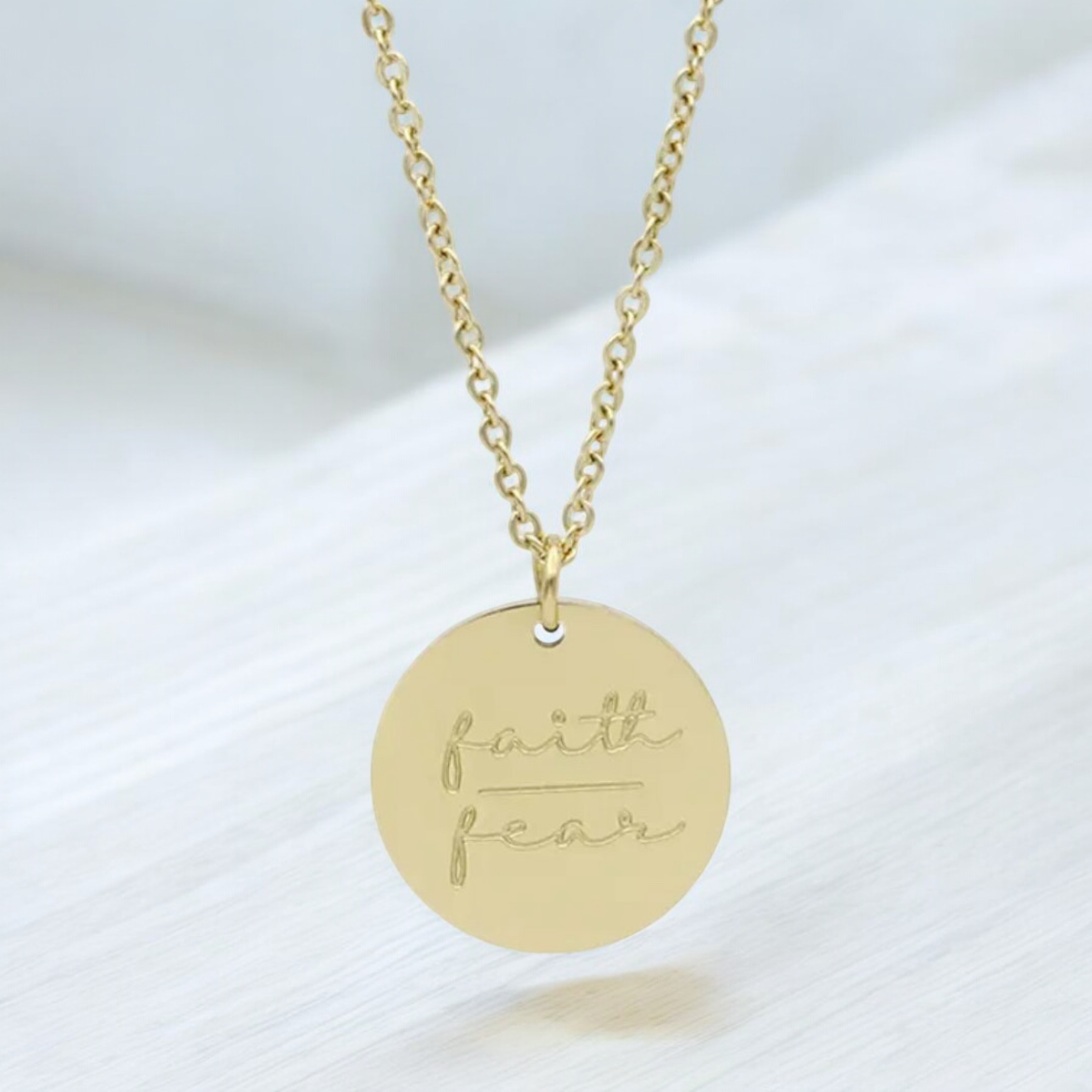Beautiful Silver or Gold Faith Over Fear Necklace