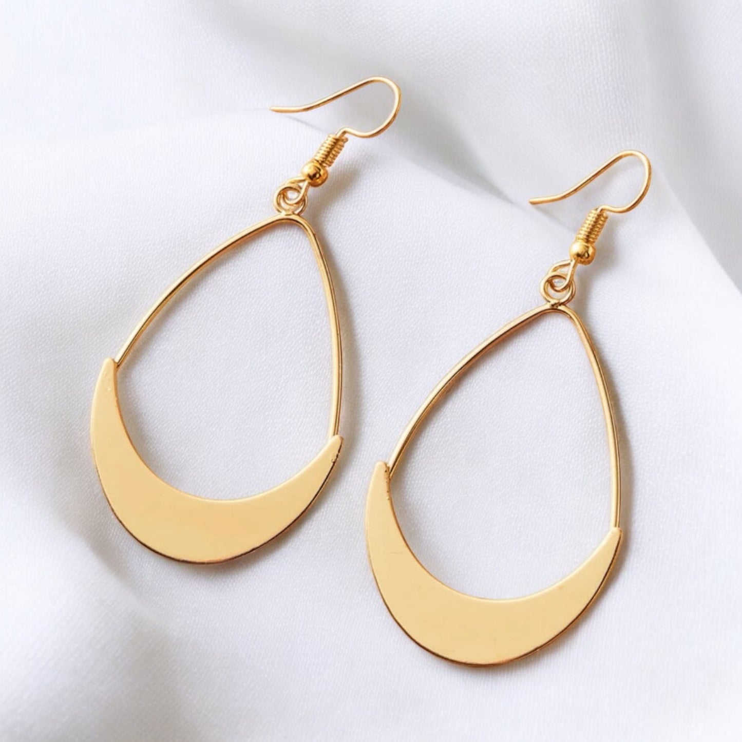 Beautiful Gold Moon Hoop Earrings
