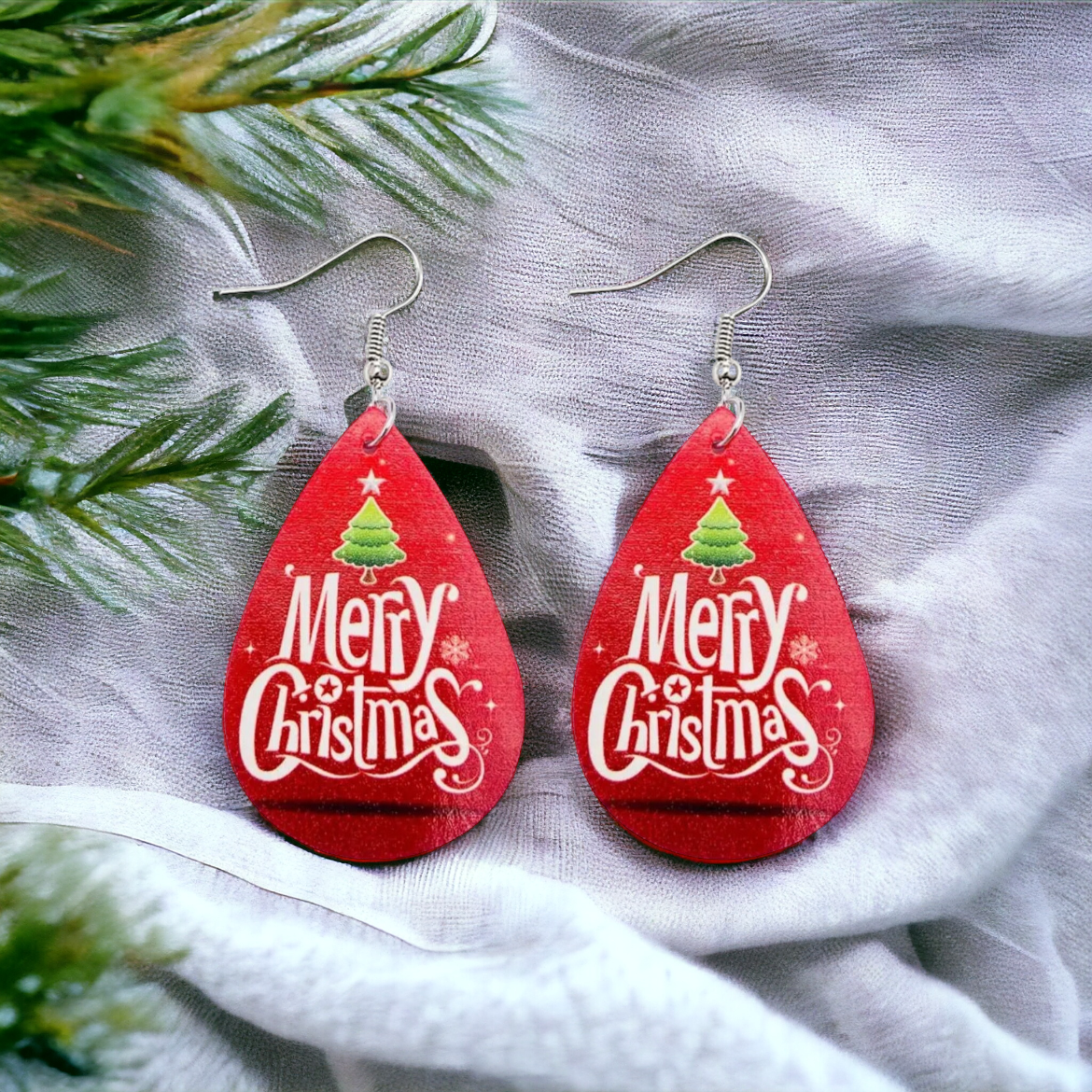 Beautiful Merry Christmas Leather Earrings