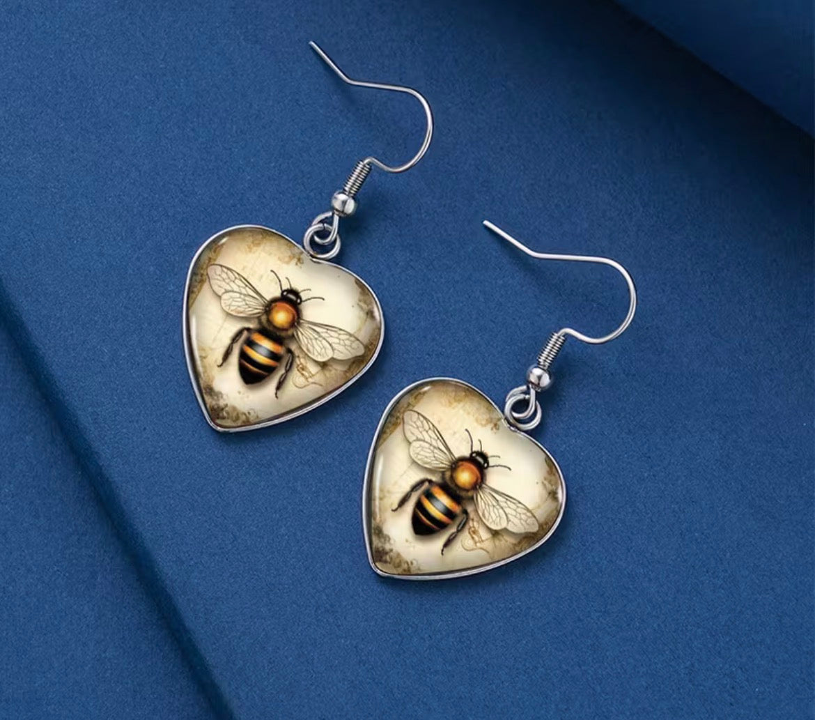 Honeybee Heart Earrings