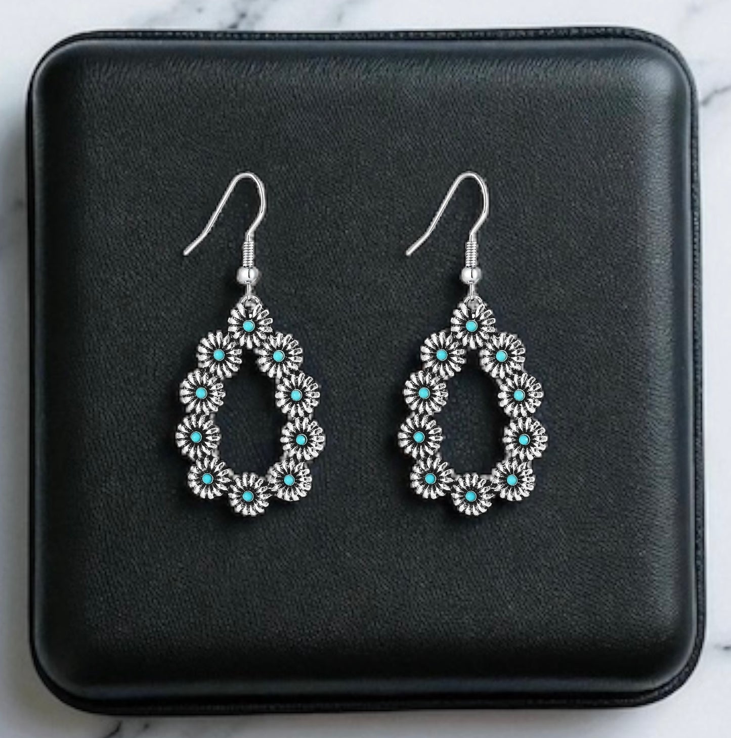 Vintage Southwest Silver and Turquoise Drop Earrings