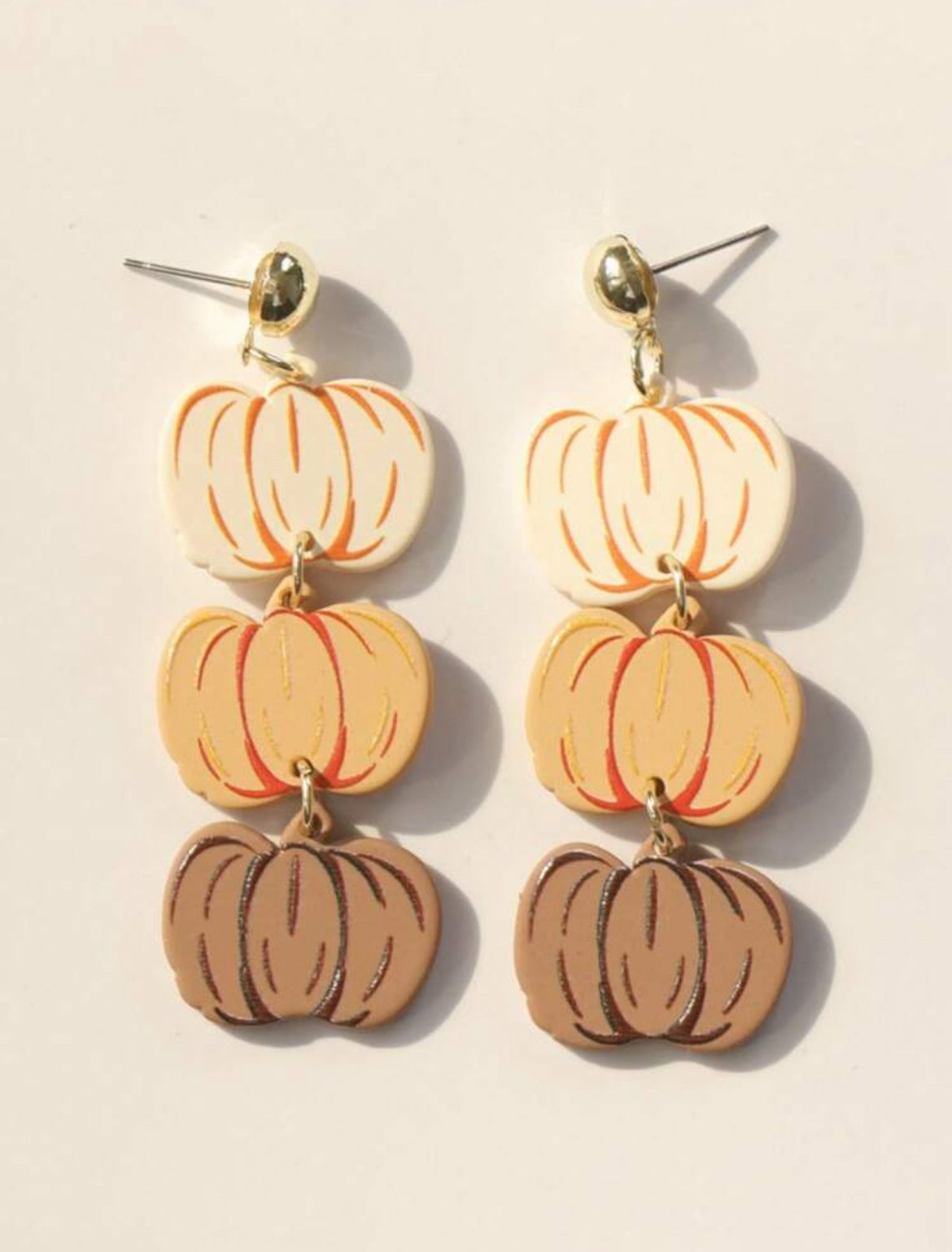 Beautiful Tri-Color Acrylic Pumpkin Earrings