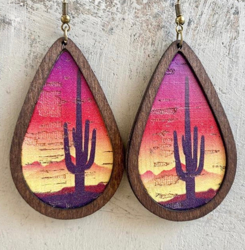 Desert Sunset Cactus Earrings