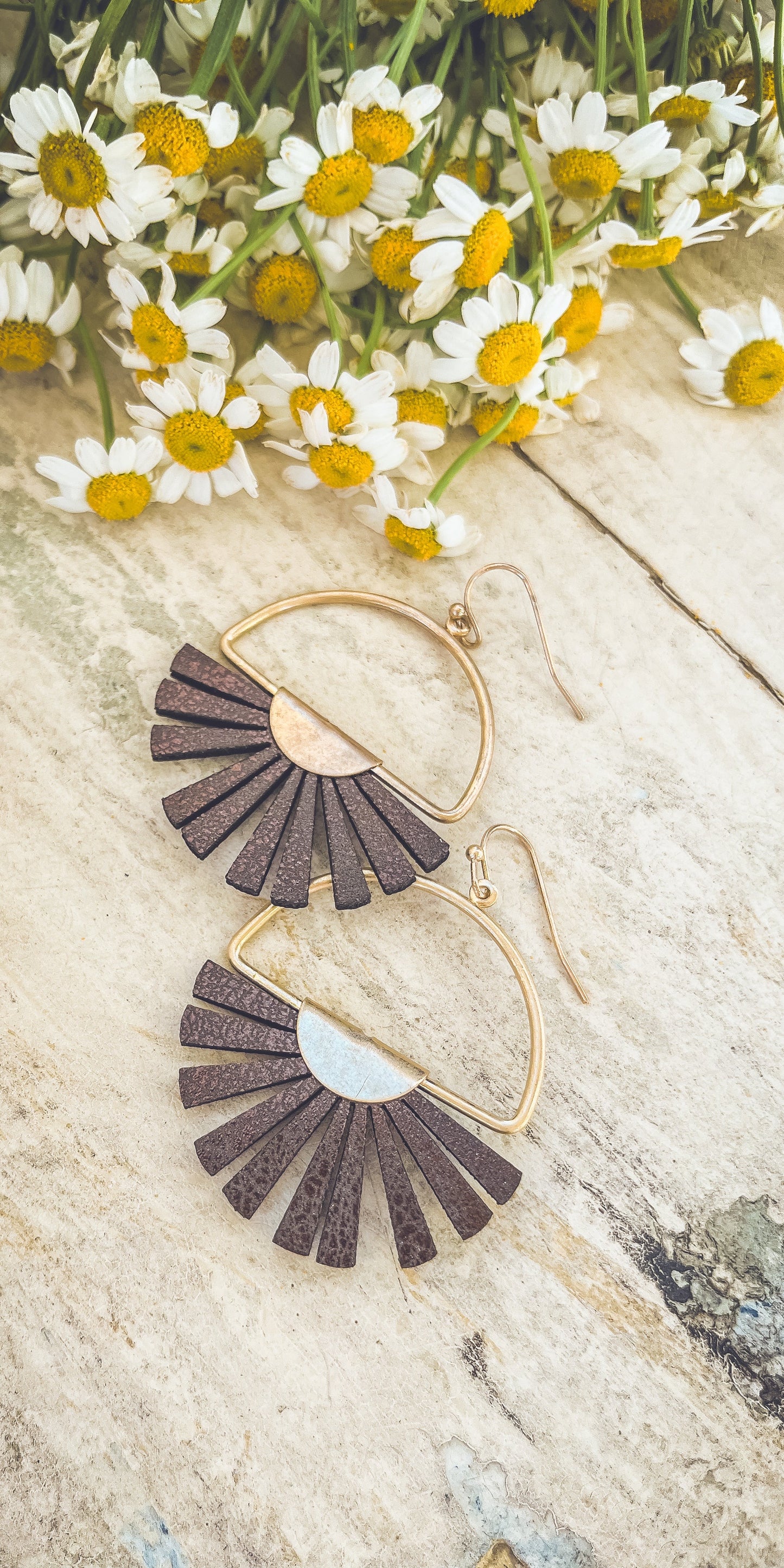 Leather Sector Drop Earrings
