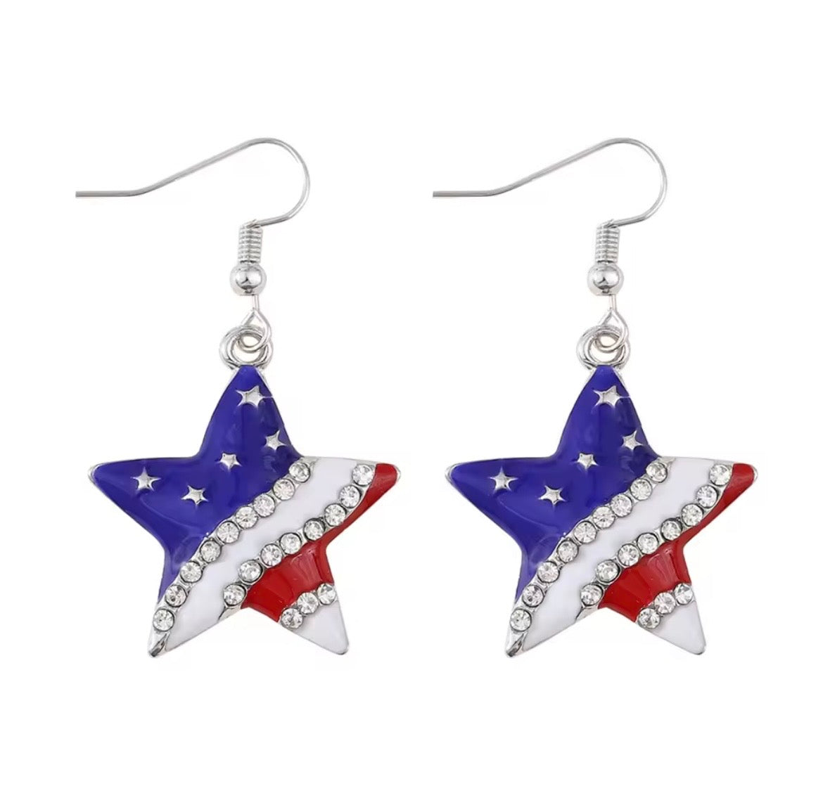 Patriotic Star Sparkle Earrings