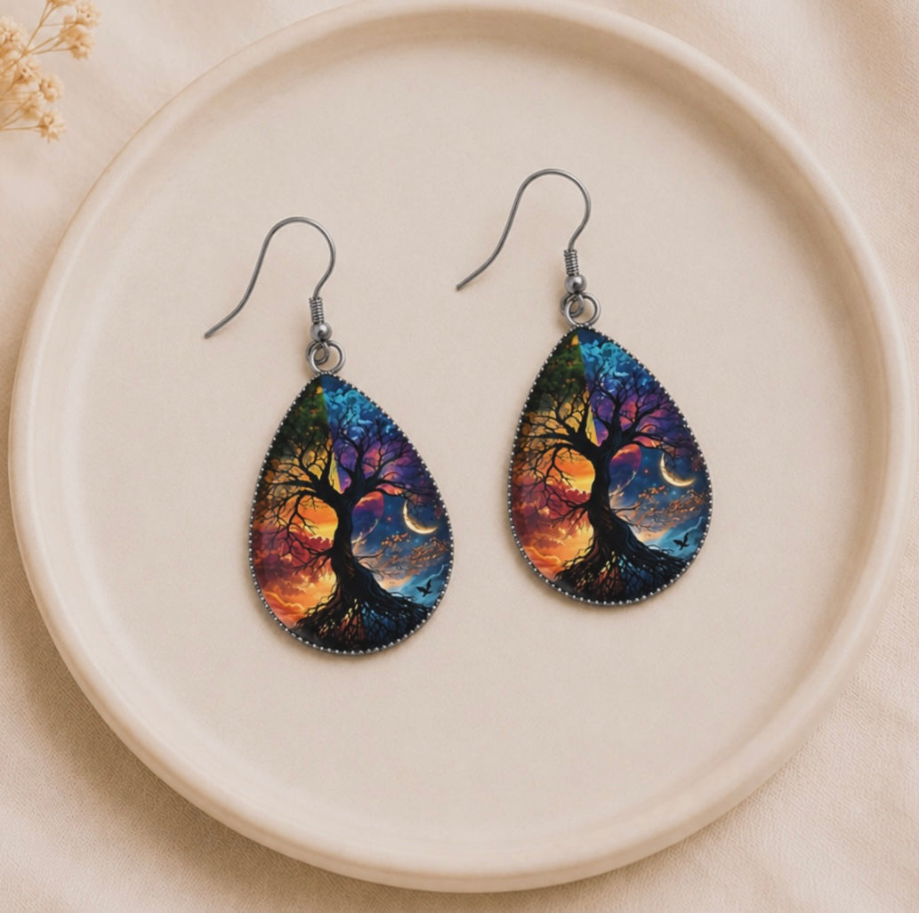 Gorgeous Tree of Life Teardrop Earrings