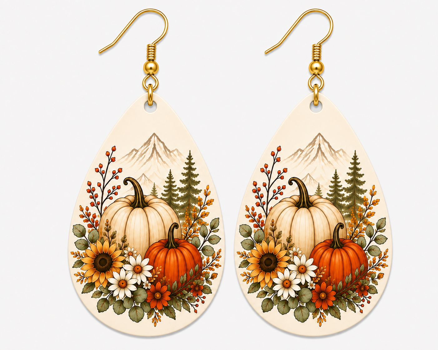 Autumn Mountain Wooden Earrings