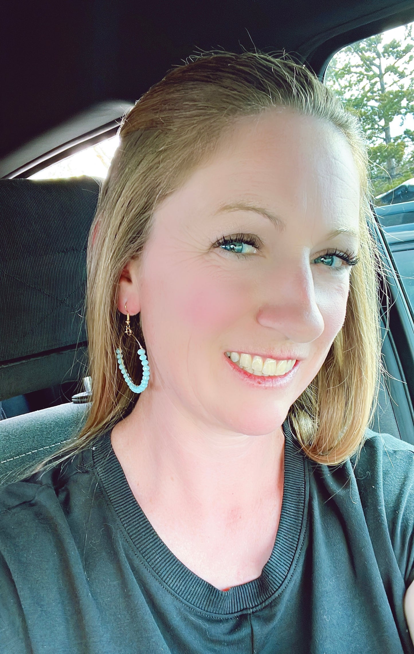 Beautiful Light Blue Beaded Drop Earrings