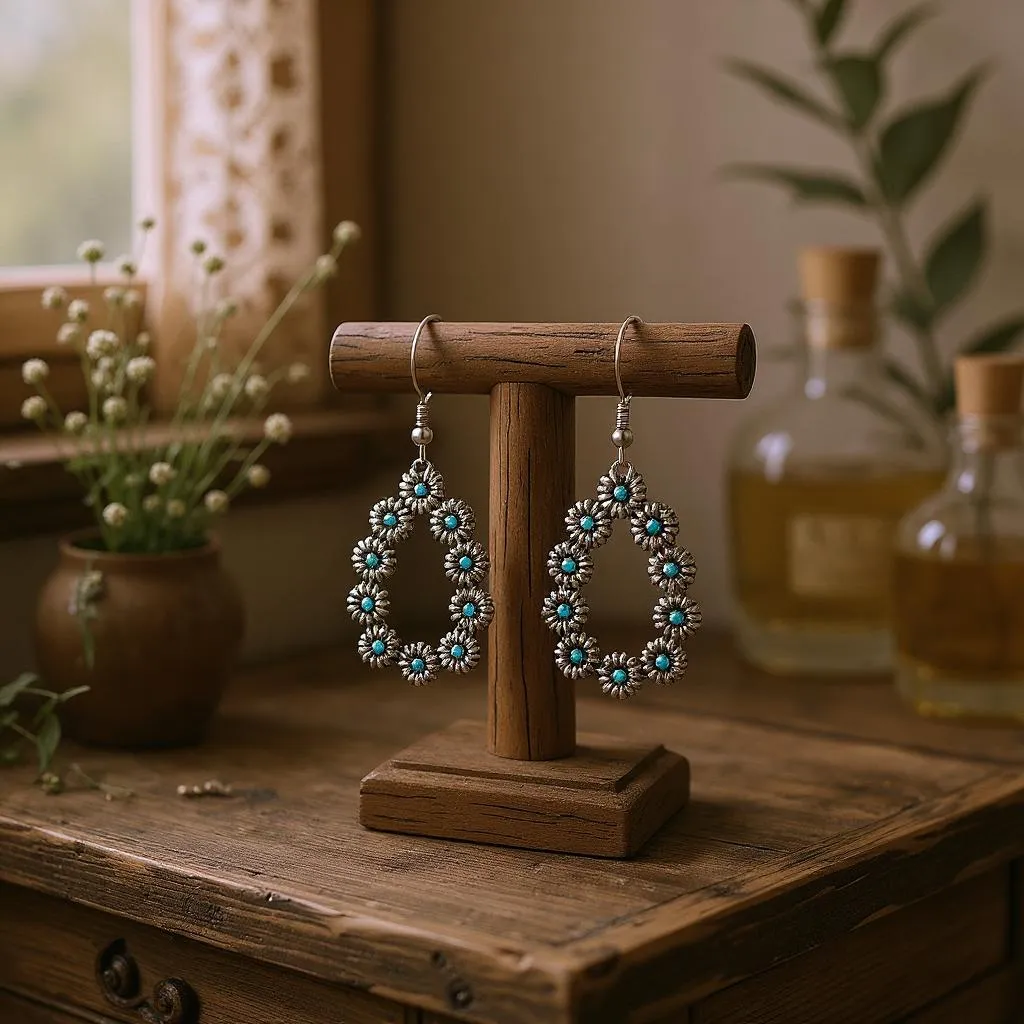 Vintage Southwest Silver and Turquoise Drop Earrings