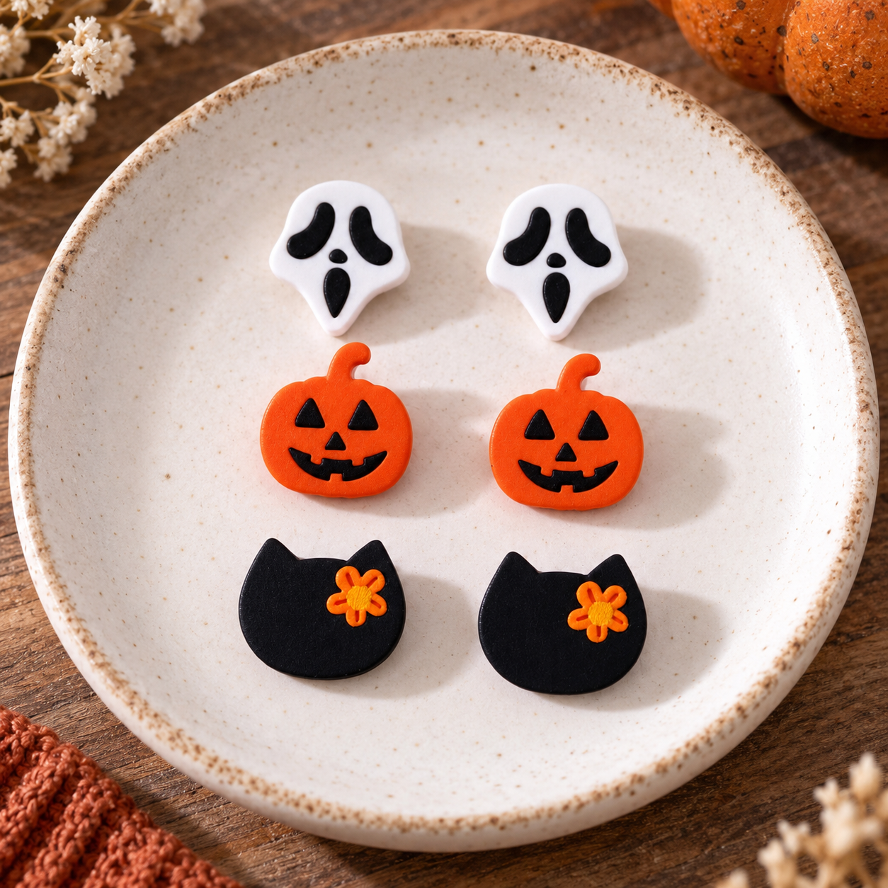 Spooky Trio Halloween Stud Earring Set