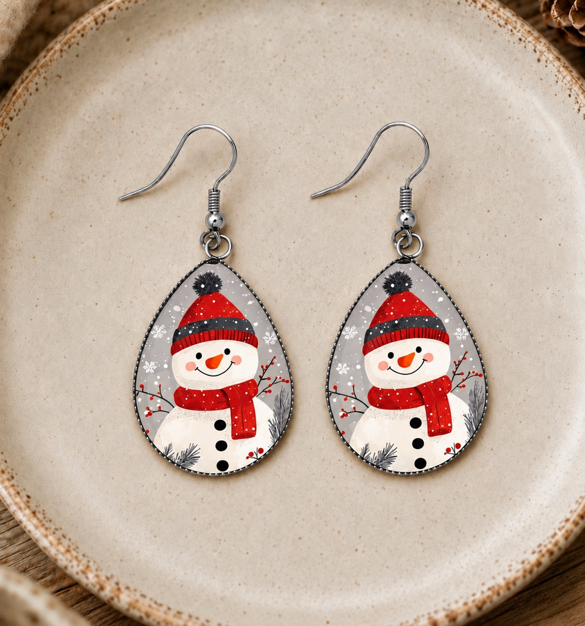 Snowman Teardrop Earrings