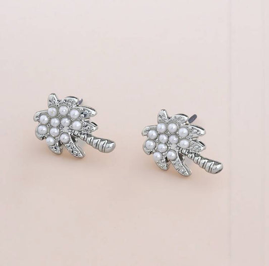 Beautiful Silver Palm Tree Stud Earrings