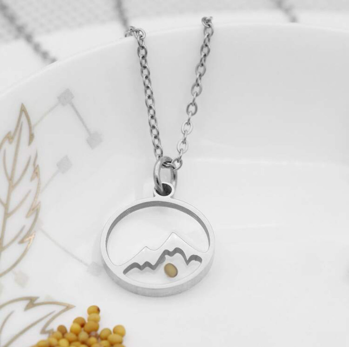 Stainless Steel Faith Can Move Mountains Necklace with Real Tiny Mustard Seed