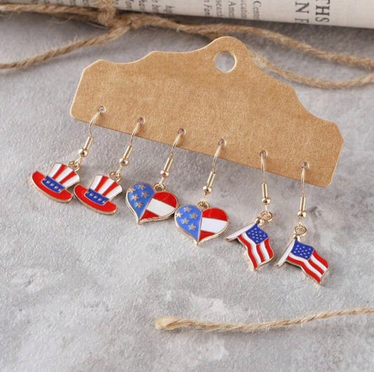 Set of 3 Patriotic Earrings