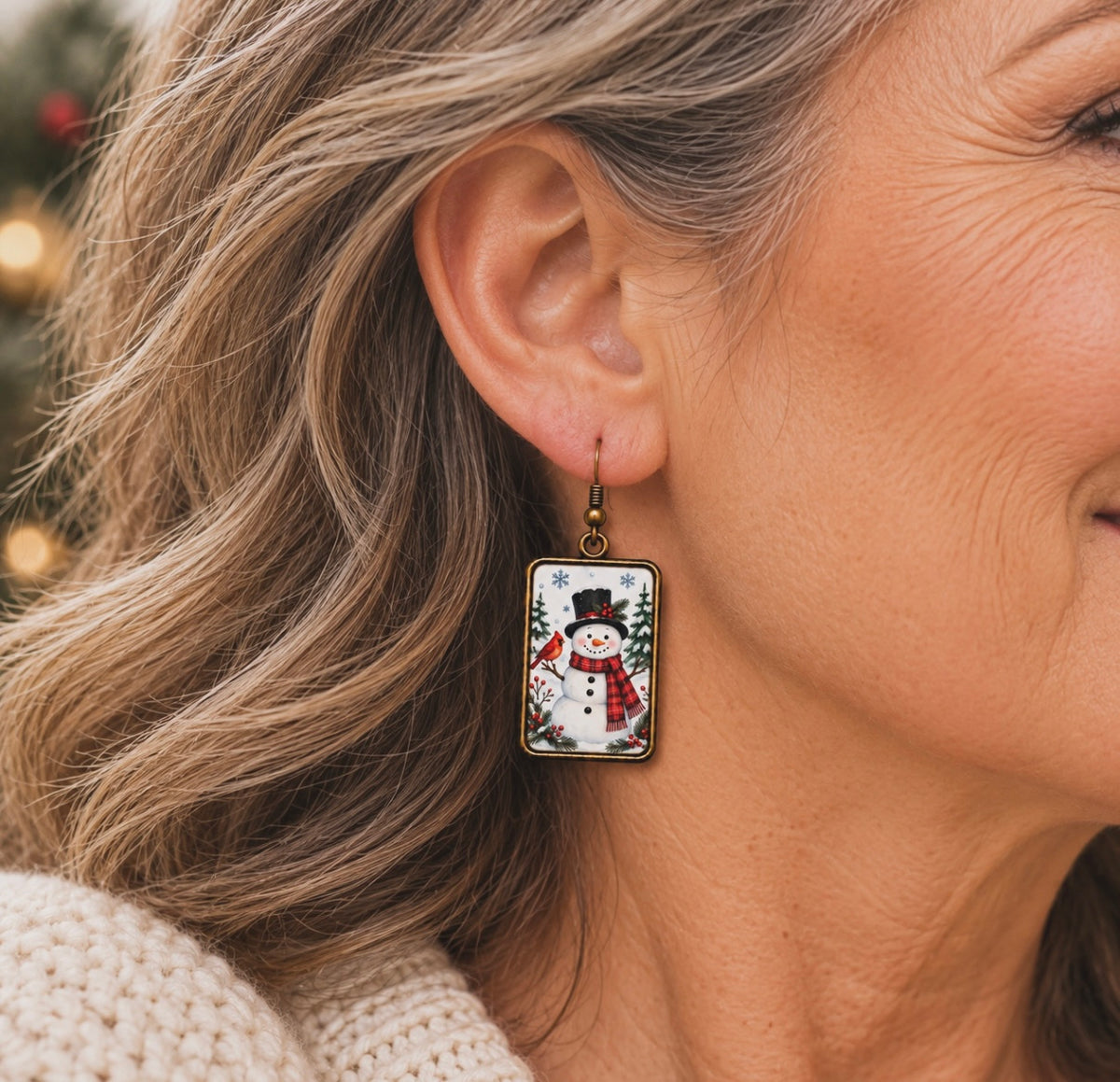 Cozy Snowman & Cardinal Earrings