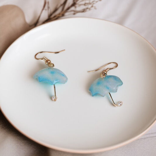 Beautiful Light Blue Umbrella Earrings