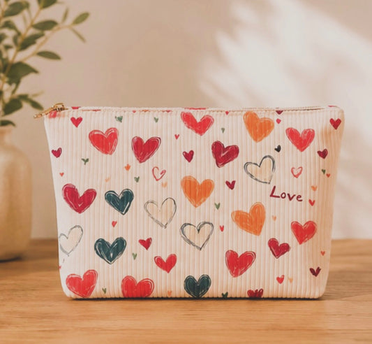 Multicolored Hearts Toiletry/Cosmetic Bag