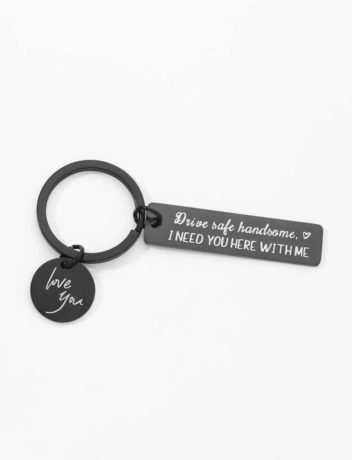 Black Rectangle Keychain for Husband or Boyfriend