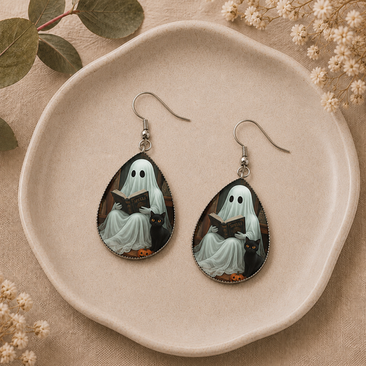 Spooky Ghost Storytime Teardrop Earrings