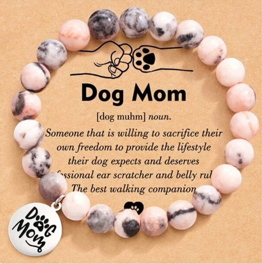 Beautiful Stone "Dog Mom" Bracelet