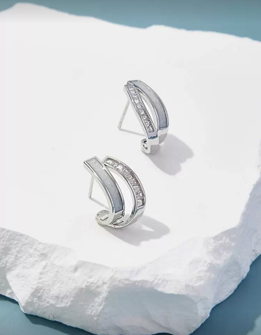 Beautiful Silver Half Hoop Earrings