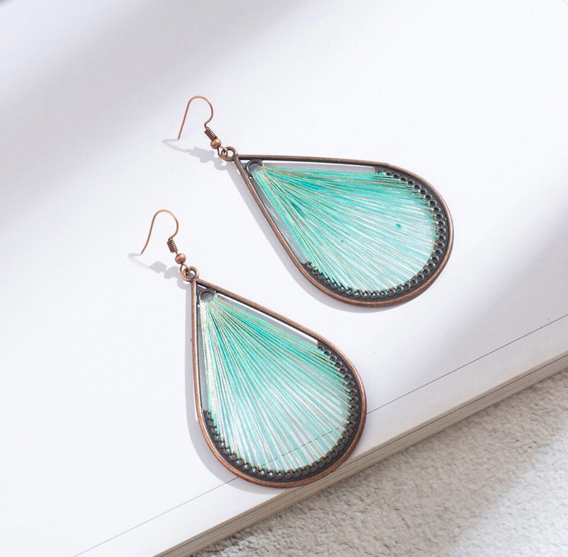 Turquoise Stringed Teardrop Earrings