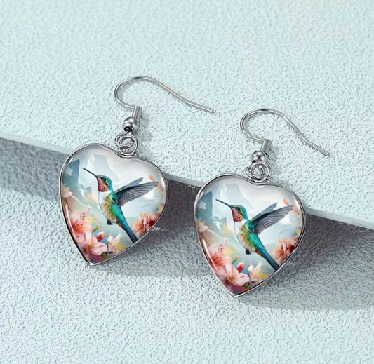 Hummingbird Heart Earrings
