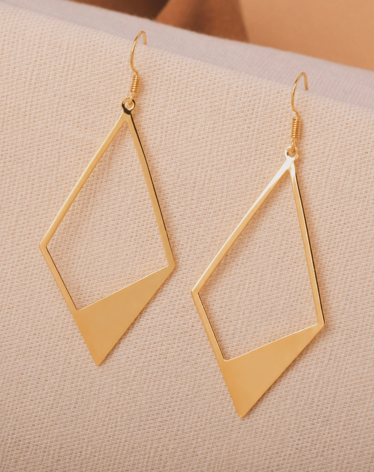 Beautiful Gold Rhombus Earrings