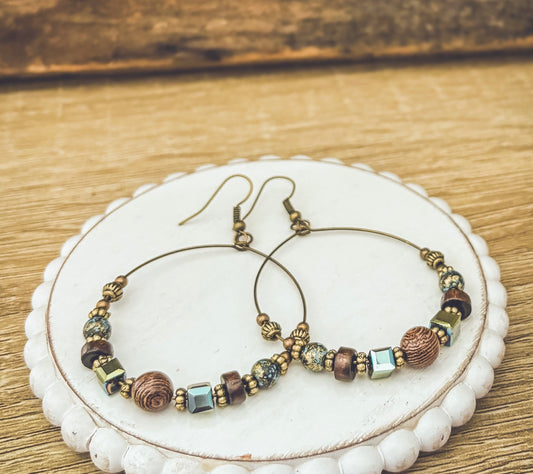 Bohemian Crystal Hoop Earrings