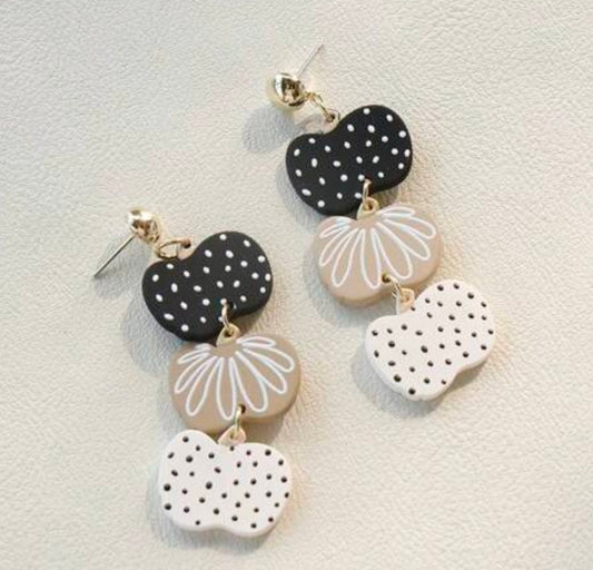 Tri-Color Polka Dot Pumpkin Earrings