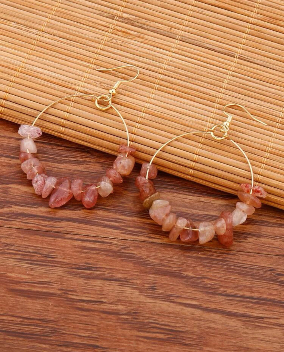 Dusty Pink Stone Drop Earrings