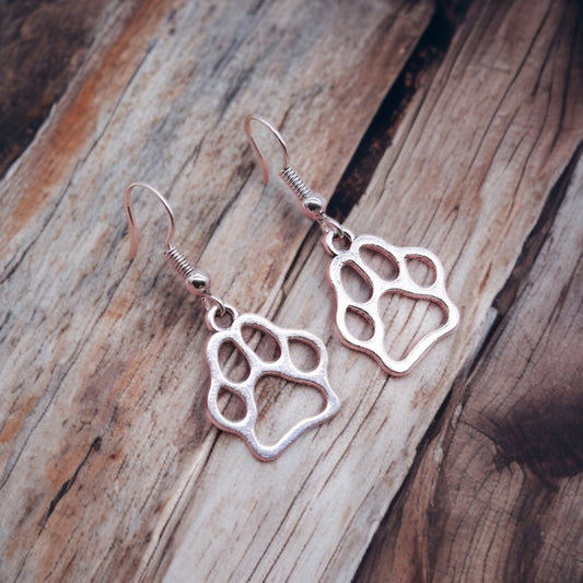 Silver Paw Print Earrings
